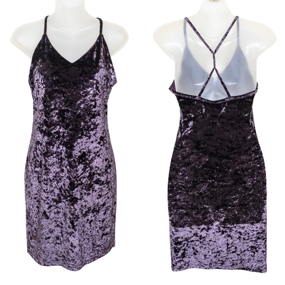 DRESS FORUM Dark Purple Velvet Mini Slip Dress Sleeveless Women's Small - Picture 1 of 4